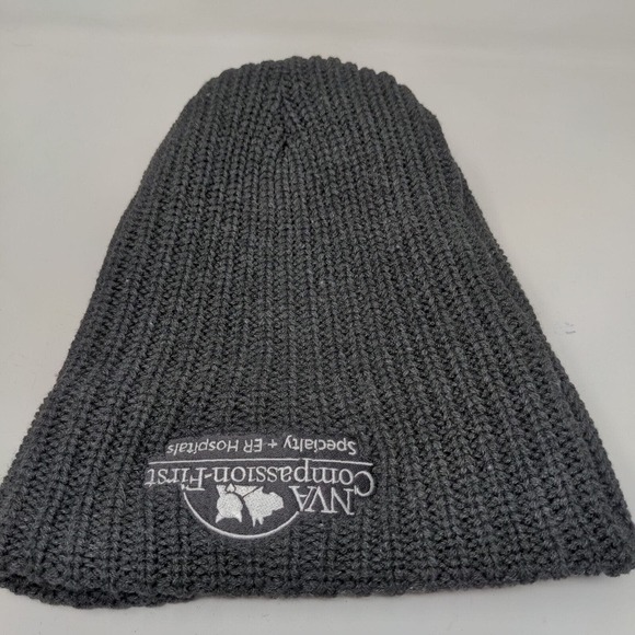 NVA Compassion First Hospital Men's Knit Beanie Hat Cap Gray Embroidered Logo - Picture 8 of 11